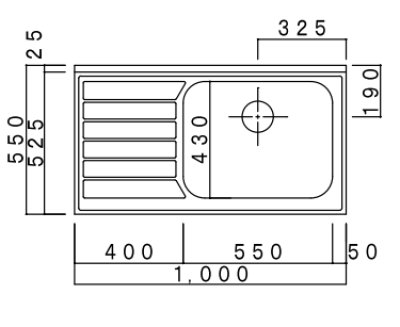 画像2: BN1000R/L　ブロックキッチン　Bシリーズ　奥行55cm　ホワイト　1000×550×800/90mm　 (2)