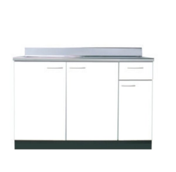 画像1: BN1200R/L　ブロックキッチン　Bシリーズ　奥行55cm　ホワイト　1200×550×800/90mm　大ゴミ付 (1)