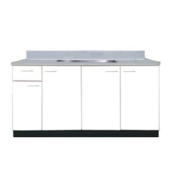 画像1: BN1500　ブロックキッチン　Bシリーズ　奥行55cm　ホワイト　1500×550×800/90mm　大ゴミ付 (1)