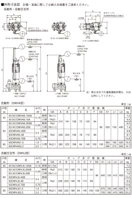 画像3: 50(40)DWVJ5.25SB  -エバラポンプ  排水ポンプ 東日本 50Hz 100V 3玉 自動交互形 (3)