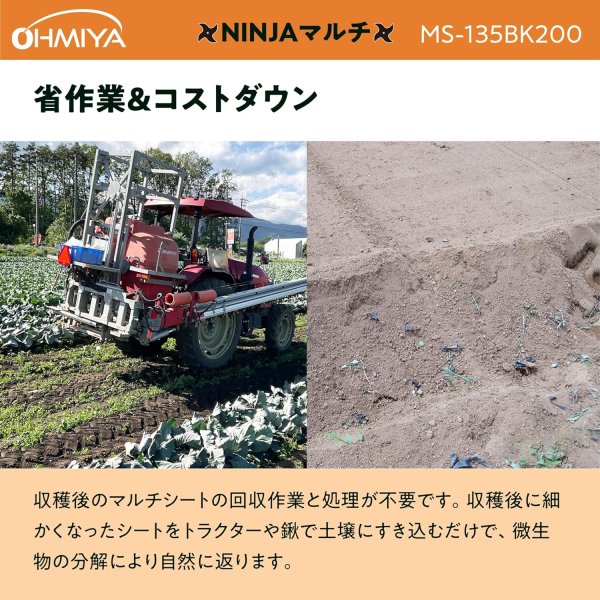 画像4: MS-135BK200 OMIYA/オーミヤ マルチ 0.02mm厚 135cm幅 200m | 農業資材 専門店 (4)