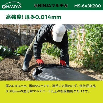 画像5: MS-64BK200　農業用生分解マルチシート NINJAマルチ 長さ200m幅95cm 厚み0.014mm 　 オーミヤ (5)