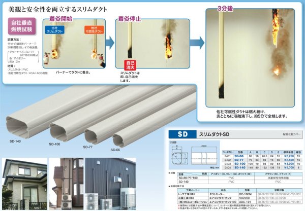 画像2: SD-77-I 因幡電工　INABA  スリムダクトSD 配管化粧カバー 77タイプ アイボリー (2)