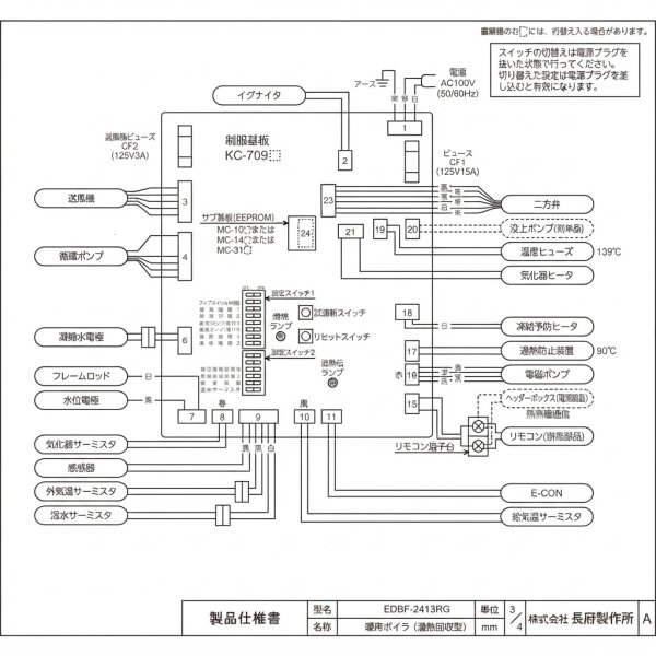 画像6: 暖房ボイラ EDBF-2413RG 温水暖房熱源機 暖房専用 24.0kW 屋外設置 | 長府製作所 (6)