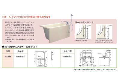 画像4: KFP105  FRP浴槽 1050×720×640mm  アイボリー  1方全エプロン着脱式(左右変更可能) 【JFE】 (4)