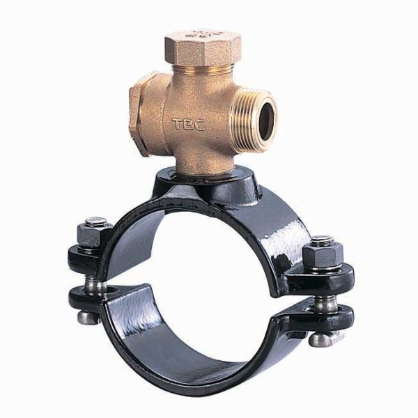 画像1: タブチ TBC TABUCHI 【40030006-25】 サドル分水栓 水検 TBC形サドル付分水栓 コック式ビニル・鋼管兼用 鉛レス銅合金 品番：30X20 BSV-L (1)