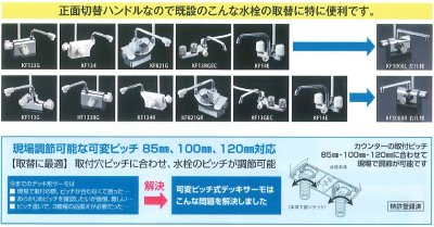 画像4: KF3008(L,R)【KVK】可変ピッチ 85・100・120mm対応　デッキ形サーモスタット式シャワー　 (4)