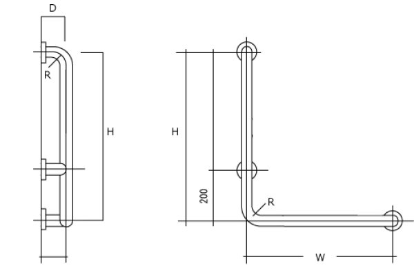 画像3: 洋式トイレ用L型手摺 SEK-34（1000×1000）｜セイコーステンレス製 (3)