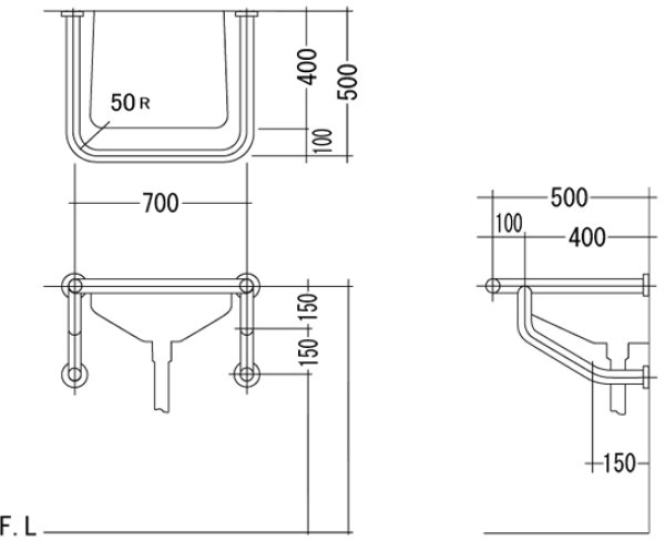 画像2: 洗面・手洗器用手摺 SEK-S34｜セイコーステンレス製 (2)
