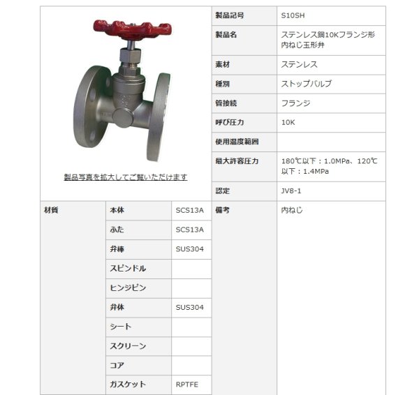画像2: フランジ形内ねじストップバルブ　ステンレス　内ねじ玉形弁 S10SH-20 大和バルブ (2)