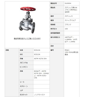 画像2: S10SOH　大和バルブ　フランジ形内ねじストップバルブ　ステンレス　外ねじ玉形弁 (2)