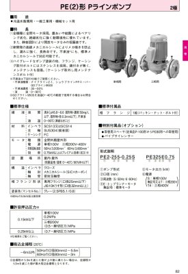画像2: PE2-405-0.4T　川本ポンプ　PE(2)型Pラインポンプ　三相200V　50Hz　 (2)