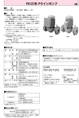 画像2: PE506E3.7　川本ポンプ　PE(2)型Pラインポンプ　三相200V　60Hz　 (2)