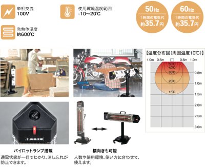 画像2: FIH-10RS ナカトミ 単相100V 遠赤外線電気ヒーター (2)