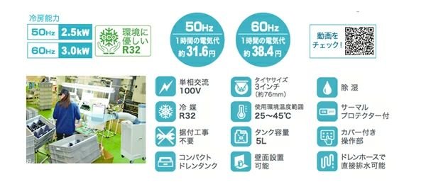 画像2: SAC-30　ナカトミ スポットクーラー  | 単相100V 3.0kW 強力冷房 工事不要 (2)