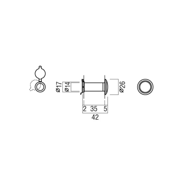 画像2: ユニオン　PRE-E110-02　プレガノ　ホテル客室ドア用　ドアスコープ　　 (2)