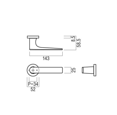 画像2: UL780-001　ユニオン　プレガノ　ホテル客室ドア用　レバーハンドル　室内建具 引戸/開扉　レバーハンドル＋専用プレート（内外用各1個、錠前含まず） (2)