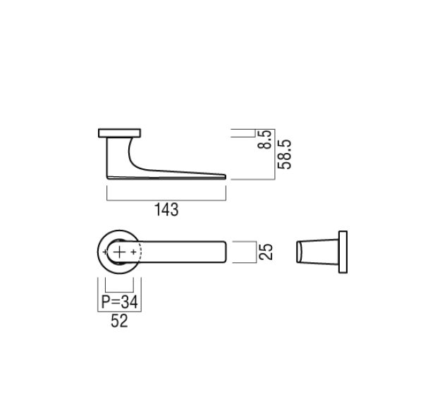 画像2: UL780-001　ユニオン　プレガノ　ホテル客室ドア用　レバーハンドル　室内建具 引戸/開扉　レバーハンドル＋専用プレート（内外用各1個、錠前含まず） (2)