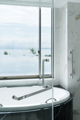 画像2: ユニオン　PRE-G700-001-　プレガノ　シャワーブースハンドル　ホテル客室用金物　サニタリー バス　1セット（内外） (2)