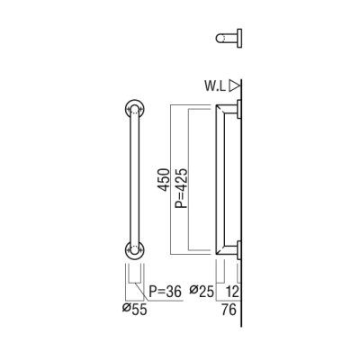 画像2: ユニオン　PRE-HB310-01-　プレガノ　浴室手摺　ホテル客室用金物　サニタリー バス　 (2)