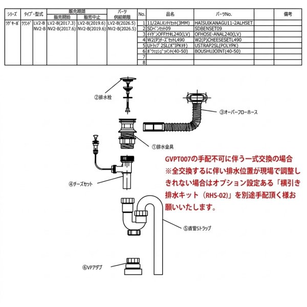 画像2: ハウステック 洗面化粧台排水金具 LV2-B(ラウンド) LV-900D-W-J1M用 | Housetec (2)