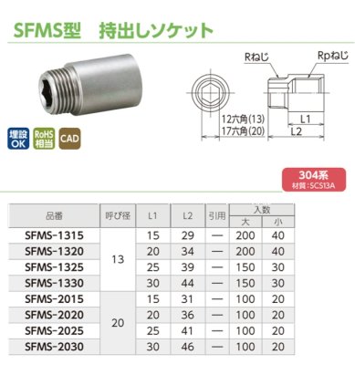 画像2: SFMS　オンダ製作所　ステンレス　持出しソケット　304系　 (2)