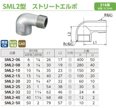 画像2: SML2　オンダ製作所　ステンレス　ストリートエルボ　316系　 (2)