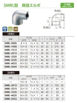 画像2: SMRL　オンダ製作所　ステンレス　異径エルボ　316系　 (2)