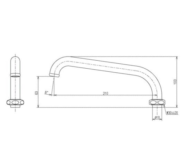 画像2: TH217-1　自在スパウト（210mm、W30山20）【TOTO】（廃番THY231 (2)