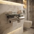 画像2: W2808 SANEI株式会社 ダブルペーパーホルダー棚付 トイレ用紙巻器 2連ペーパーホルダー 2連紙巻器 (2)