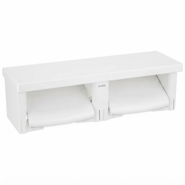 画像1: YH650 NW1 ホワイト TOTO 二連紙巻器 フラット棚 樹脂 トイレットペーパーホルダー 2連紙巻器 (1)
