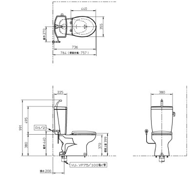 画像2: 【CFS371A/CFS370A・選択可】セレストＲ【TOTO】便器セット （セミサイホンタイプ便器＋タンク）のみ (2)