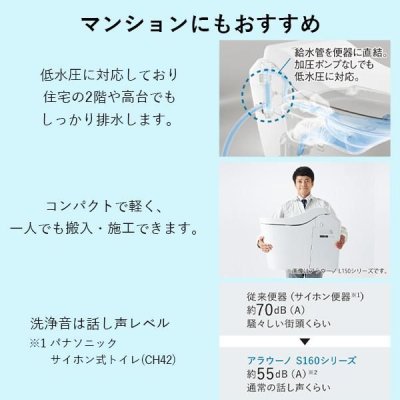 画像10: XCH1601WSK　パナソニック【お掃除楽々！】泡洗浄・オート開閉搭載｜アラウーノ S160 タイプ1K　床排水 (10)