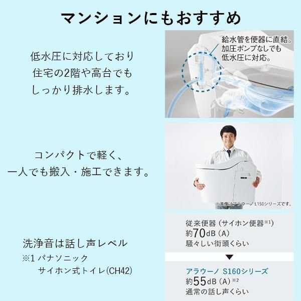 画像10: XCH1601WSK　パナソニック【お掃除楽々！】泡洗浄・オート開閉搭載｜アラウーノ S160 タイプ1K　床排水 (10)
