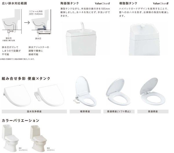 画像5: 【温水便座付き】ジャニス ValueClean3  SC8091-RGB トイレ リフォーム 排水芯305-380mm 樹脂タンク (5)