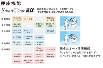 画像3: ジャニス工業 タンクレストイレ スマートクリン3α SMA8205RGB 温水洗浄便座付 オート開閉 リフォーム 排水芯305-380mm (3)