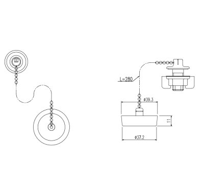 画像2:  [H-261] LIXIL・INAX用鎖付ゴム栓 洗面化粧室 部品 (2)