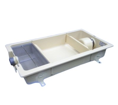 画像1: TOSC-1050SM【プレパイ工業株式会社】蓋付　浅型グリーストラップ『パイプ流入型』　FRP製　厨房用　200Ｈ　52L　 (1)