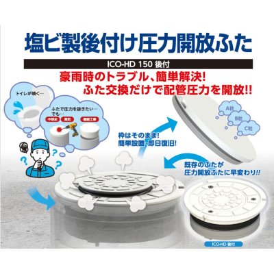 画像2: ICO-HD 150後付 アロン ゲリラ豪雨対策の後付圧力開放フタ (2)