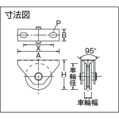画像2: C-2000-90マルコン枠付重量車C-2000シリーズ(V型) 車輪径90mm (2)