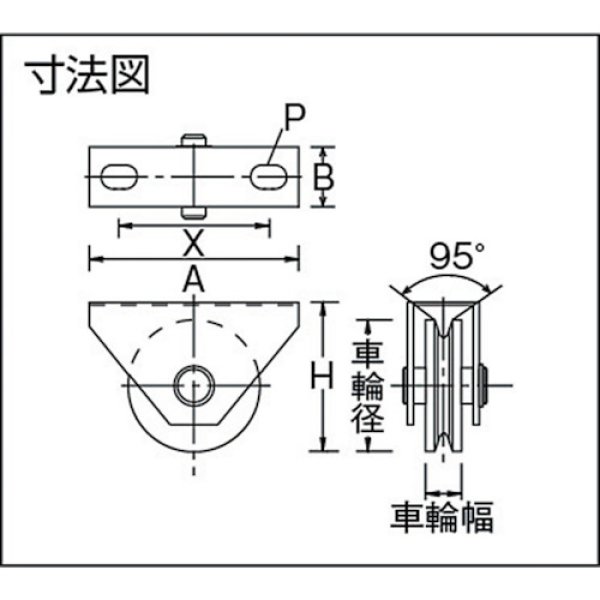 画像2: C-2000-90マルコン枠付重量車C-2000シリーズ(V型) 車輪径90mm (2)