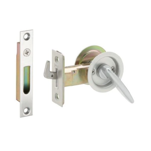 画像1: A-101 丸喜金属 チューブラ引戸鎌錠(表示付・レバータイプ) B/S51mm (1)