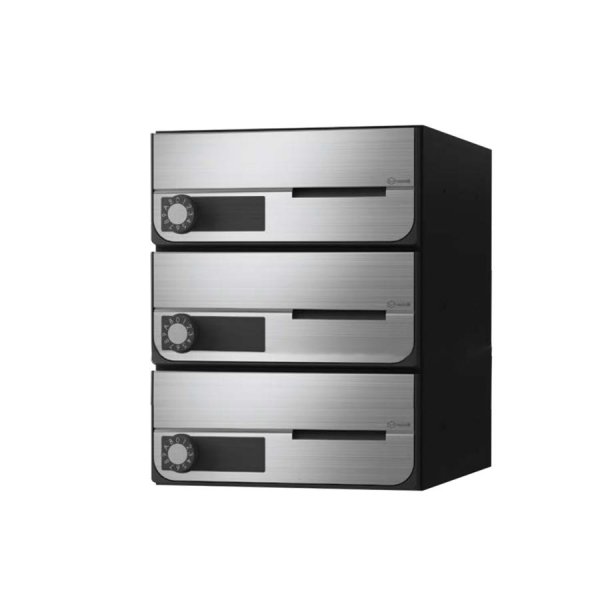 画像1: ナスタ 集合郵便受箱 KS-MB6002PY-3L-S 3戸用 静音大型ダイヤル錠 ステンレスヘアーライン (1)