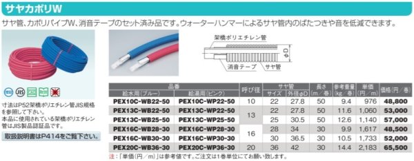 画像2: オンダ製作所 サヤカポリW PEX13C-WB/16C-WB/20C-WB サヤ管付架橋ポリエチレン管 (2)
