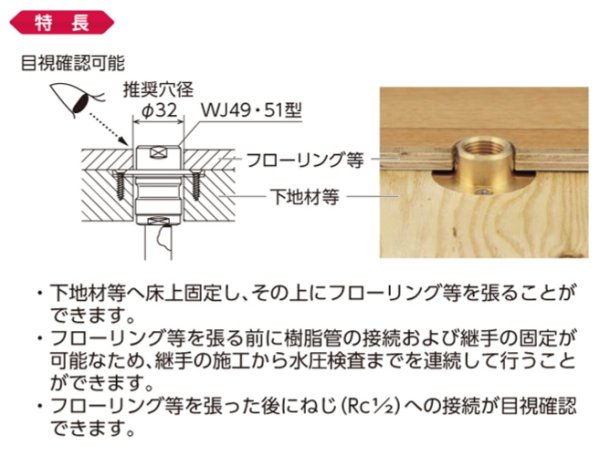 画像3: WJ49-1313-S　オンダ製作所　 ダブルロックジョイント  床出しロングジョイント ツバ径50 (3)