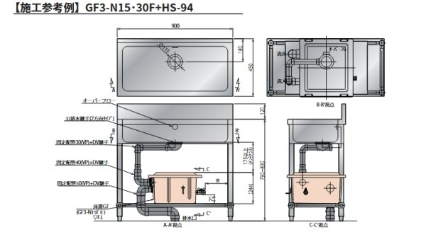 画像5: 【ホーコス】GF3-N15F II    床置型グリーストラップFRP製『パイプ流入式』　FRP蓋付 (5)