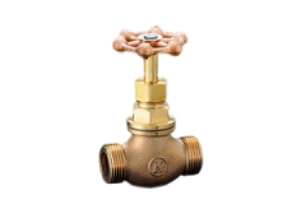 画像1: 甲形止水栓（コマ式） KS-105-40 光明製作所　丸(BC)ハンドル (1)