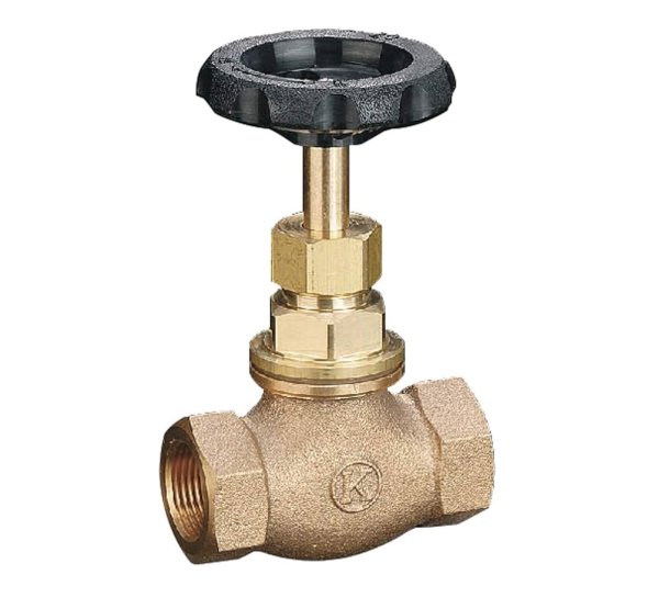 画像1: 内ねじ甲形止水栓（コマ式） KS-304-30 光明製作所　黒丸ハンドル (1)