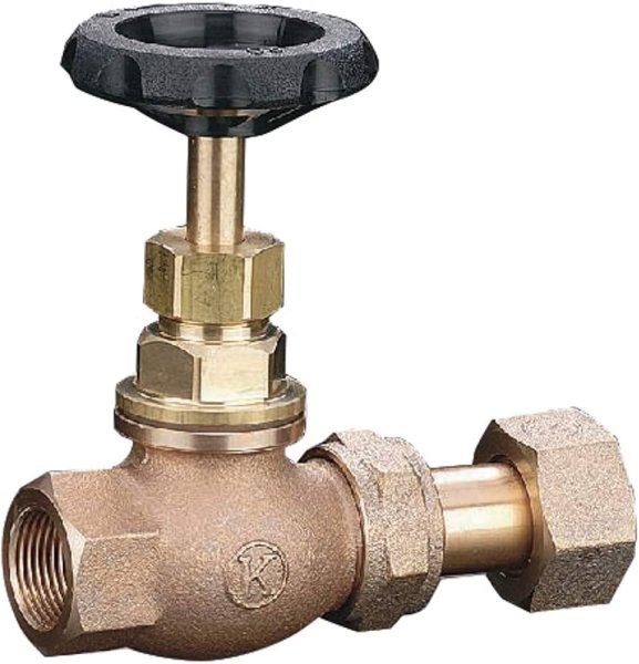 画像1: 内ねじ伸縮止水栓（コマ式） KS-404-25×13 光明製作所　黒丸ハンドル (1)