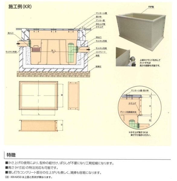 画像2: KR-C75　ホーコス FRP製グリーストラップ用かさ上げ  700×350 GFC-75P専用 (2)
